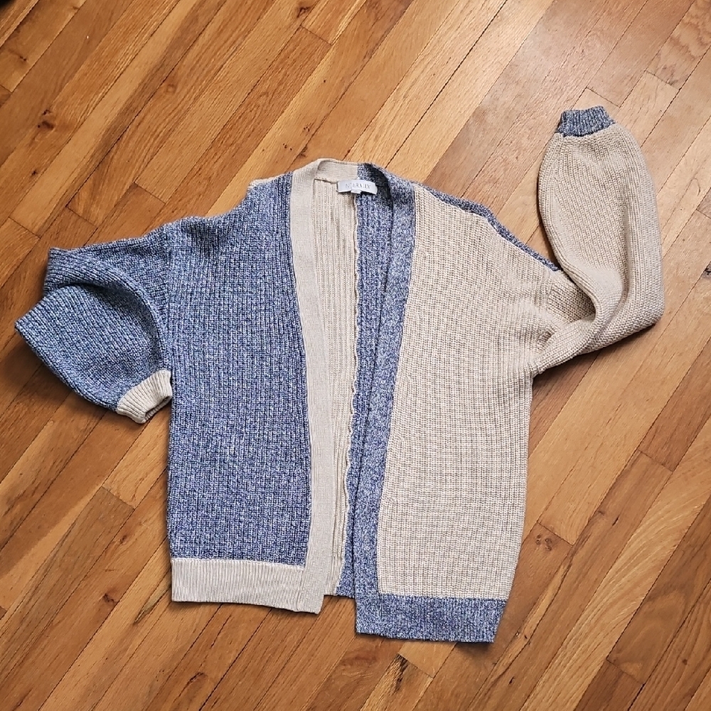Blue and Cream Men's Sweater